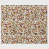Retro boho bloemen patroon cadeaupapier (Vlak)