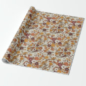 Retro boho bloemen patroon cadeaupapier (Uitgerold)