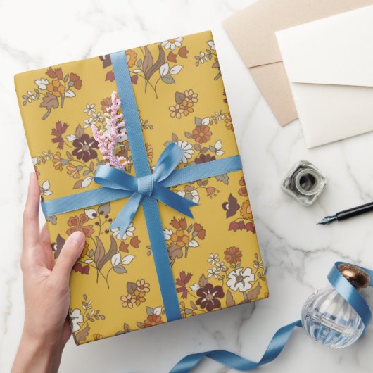 Retro boho bloemen patroon cadeaupapier (Geschenken)