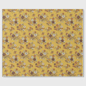 Retro boho bloemen patroon cadeaupapier (Vlak)