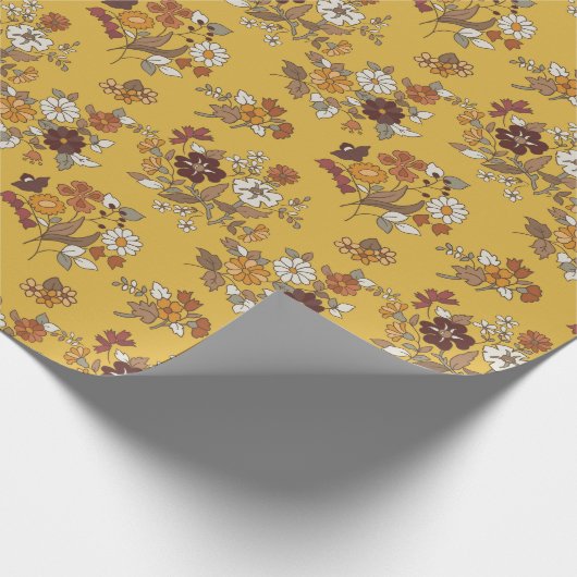 Retro boho bloemen patroon cadeaupapier (Hoek)