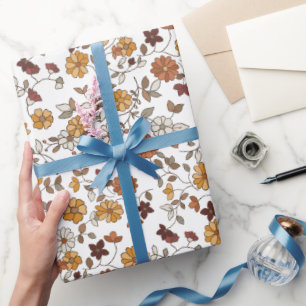 Retro boho bloemen patroon cadeaupapier
