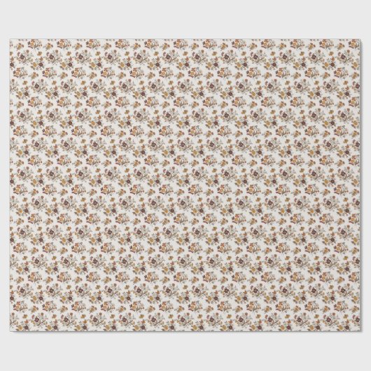 Retro boho bloemen patroon cadeaupapier (Vlak)