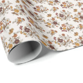 Retro boho bloemen patroon cadeaupapier (Rol Hoek)