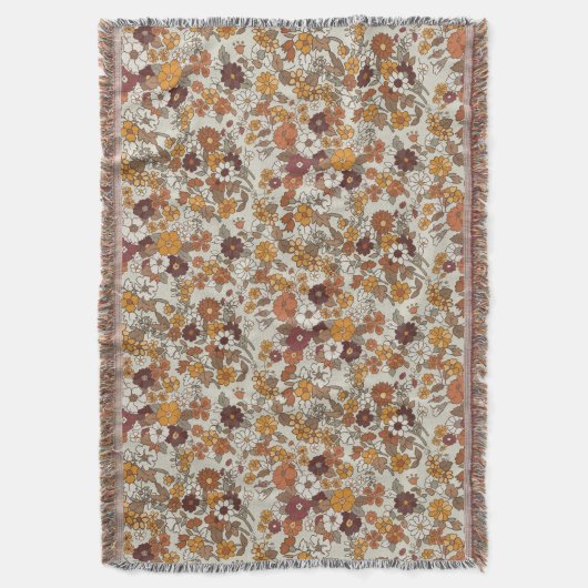 Retro boho bloemen patroon deken (Voorkant Verticaal)