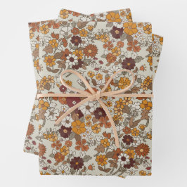 Retro boho bloemen patroon inpakpapier vel