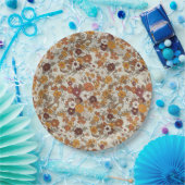 Retro boho bloemen patroon papieren bordje (Feest)