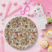 Retro boho bloemen patroon papieren bordje (Feest)