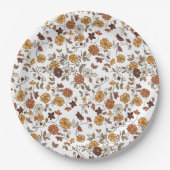 Retro boho bloemen patroon papieren bordje (Voorkant)