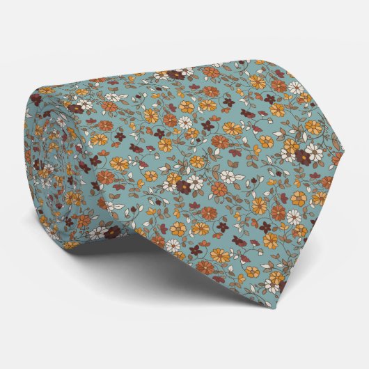 Retro boho bloemen patroon stropdas (Opgerold)