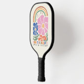 Retro Boho Bloemen Regenboog Inspiratie Quote Pickleball Paddle (Links)