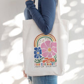 Retro Boho Bloemen Regenboog Inspiratie Quote Tote Bag