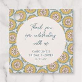 Retro Boho Bloemengeel Douane Shower Bedankt Bedankjes Labels