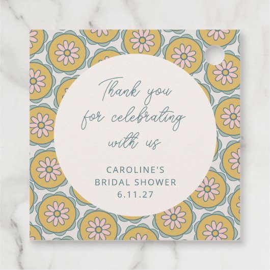 Retro Boho Bloemengeel Douane Shower Bedankt Bedankjes Labels (Achterkant)