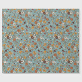Retro Boho Bloemenpatroon Cadeaupapier (Vlak)
