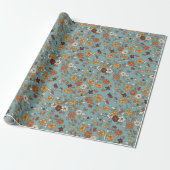 Retro Boho Bloemenpatroon Cadeaupapier (Uitgerold)