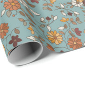 Retro Boho Bloemenpatroon Cadeaupapier (Rol Hoek)