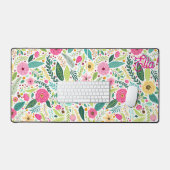 Retro boho bloementuin bureaumat (Keyboard & Muis)