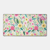 Retro boho bloementuin bureaumat (Voorkant)