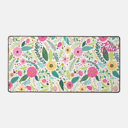 Retro boho bloementuin bureaumat (Voorkant)