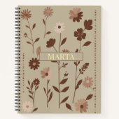 Retro Boho Bloemige Aangepaste Naam Notitieboek (Voorkant)