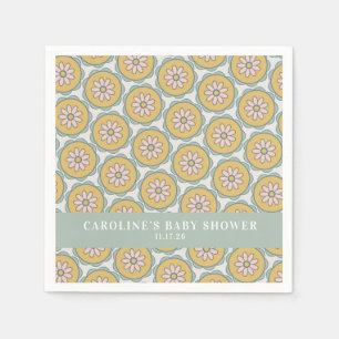 Retro Boho Bloemige Pastel Aangepaste Baby Shower Servet