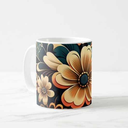 Retro-boho-bloemvermogen Koffiemok (Voorkant links)