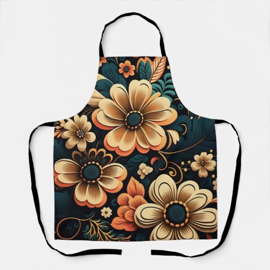 Retro-boho-bloemvermogen Schort (Voorkant)