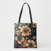 Retro-boho-bloemvermogen Tote Bag (Voorkant)