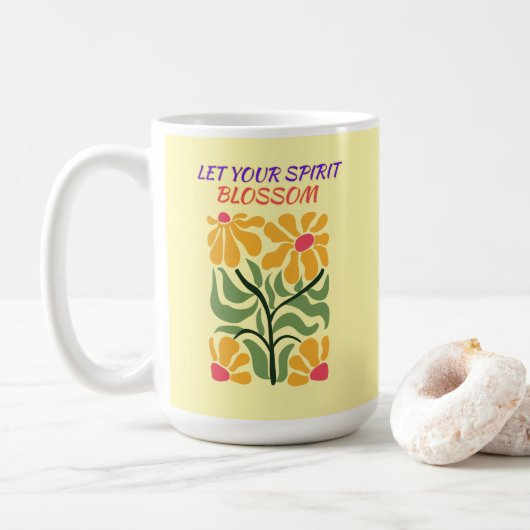 Retro Boho Blooming Flowers Inspiration Quote Koffiemok (Met donut)
