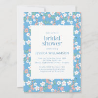 Retro Boho Blue Ditsy Floral Vrijgezellenfeest