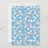 Retro  Boho Blue Ditsy Flowers Baby shower Kaart (Achterkant)
