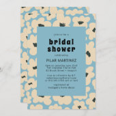 Retro Boho Blue White Floral Vrijgezellenfeest Kaart (Voorkant / Achterkant)