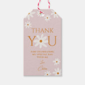 Retro Boho Blush Pink Daisy Dank u Cadeaulabel (Voorkant)