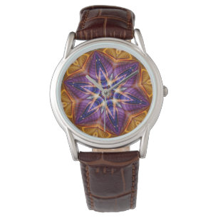 Retro Boho Bohemian Hippie Trippy Rosette Mandala Horloge