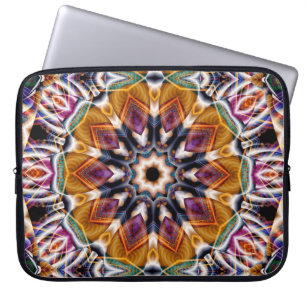 Retro Boho Bohemian Hippie Trippy Rosette Mandala Laptop Sleeve