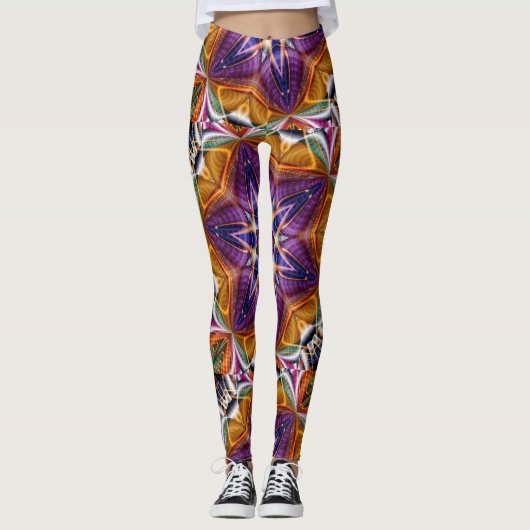 Retro Boho Bohemian Hippie Trippy Rosette Mandala Leggings (Voorkant)