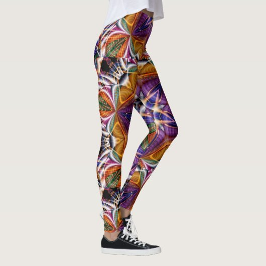 Retro Boho Bohemian Hippie Trippy Rosette Mandala Leggings (Rechts)