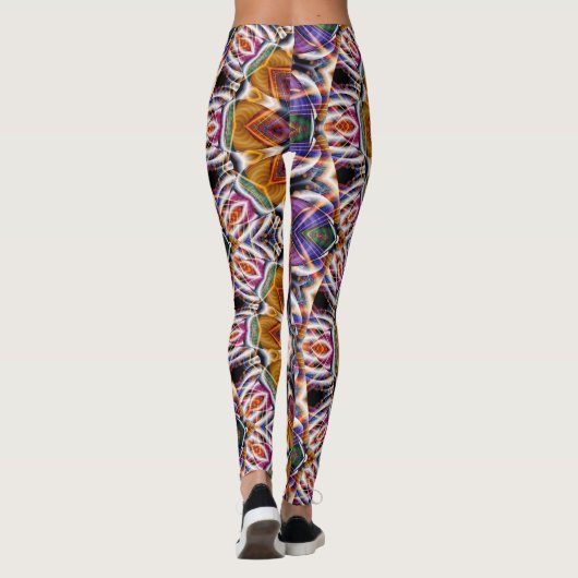 Retro Boho Bohemian Hippie Trippy Rosette Mandala Leggings (Achterkant)