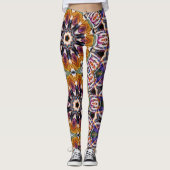 Retro Boho Bohemian Hippie Trippy Rosette Mandala Leggings (Voorkant)