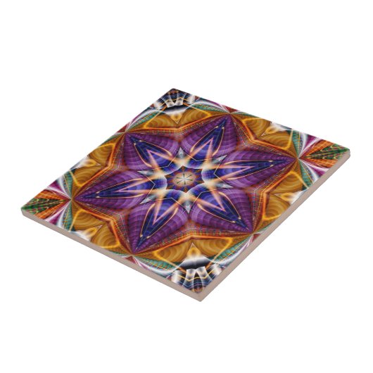 Retro Boho Bohemian Hippie Trippy Rosette Mandala Tegeltje (Zijkant)