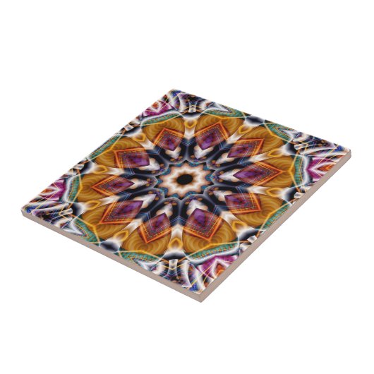 Retro Boho Bohemian Hippie Trippy Rosette Mandala Tegeltje (Zijkant)