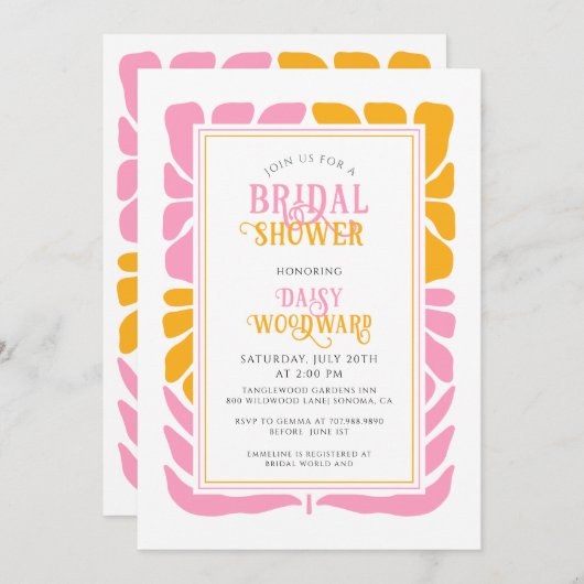 Retro Boho Bold Bloemen Bruids Douche Uitnodiging (Voorkant / Achterkant)