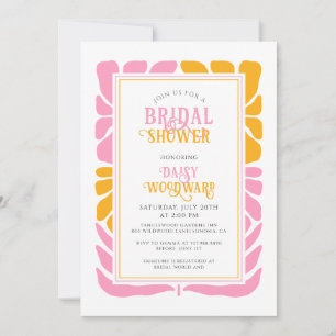 Retro Boho Bold Bloemen Bruids Douche Uitnodiging
