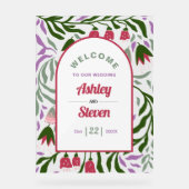 Retro boho boog, folklore bloemen welkom huwelijk acryl bord (Voorkant)