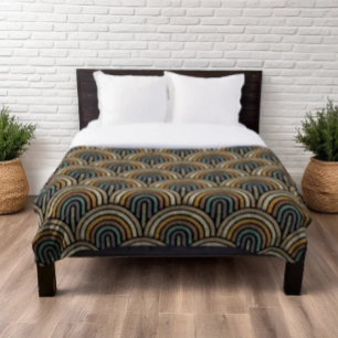 retro-boho-boogpatroon fleece deken