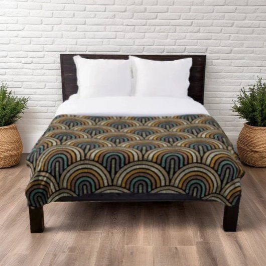 retro-boho-boogpatroon fleece deken