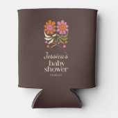 Retro Boho Brown Flower Groovy Baby shower Custom Blikjeskoeler (Voorkant)