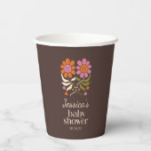 Retro Boho Brown Flower Groovy Baby shower Custom Papieren Bekers (Achterkant)