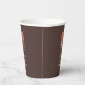 Retro Boho Brown Flower Groovy Baby shower Custom Papieren Bekers (Rechts)